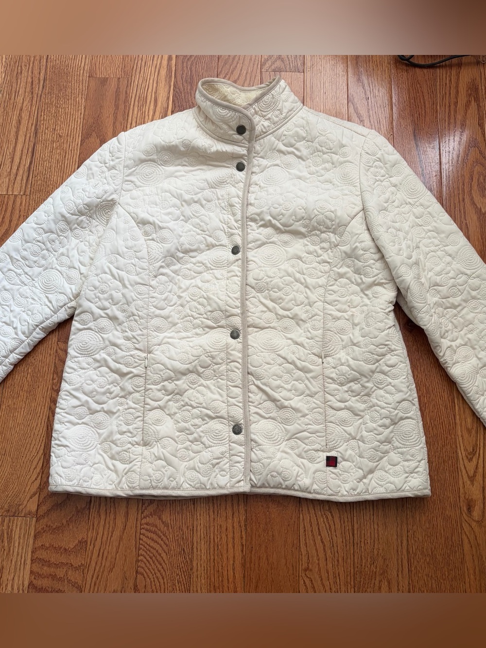 WOOLRICH Ivory Quilted Lined Moccassin Jacket XL Coastal Grandma Cottagecore EC